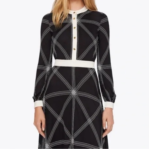 Tory Burch Anja Diamond-Stitch Midi Dress - Picture 3 of 8